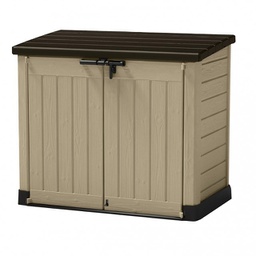 [K217161] Portattrezzi in resina beige lucchettabile  apertura coperchio con pistoni  145,5x82xh.125 cm