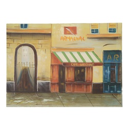 [V9205380000] Quadro legno tela paesaggio urbano cm30x2x40