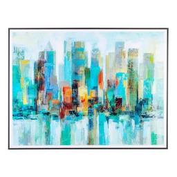 [B0240670] Quadro skyline city con cornice cm 120x90