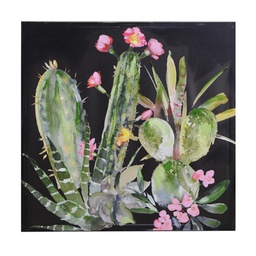 [V4615680000] Quadro stampa cactus nero cm 80x80x3