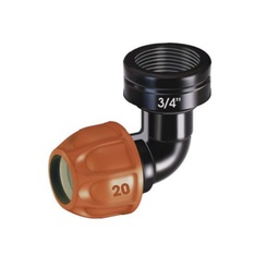 [CLAB90326] Raccordo a gomito per tubo 20 millimetri filetto 3-4&quot; femmina