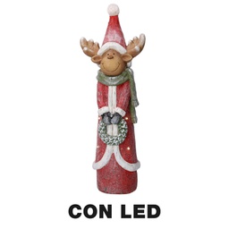 [V6332430000] Renna resina led rosso cm22,5x16h65,5