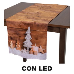 [V6163040000] Runner tessuto decorazioni led beigecm40x150