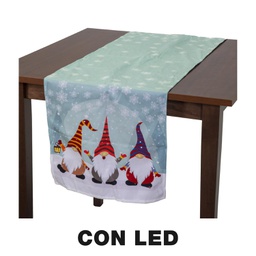 [V6163020000] Runner tessuto gnomi led azzurro cm40x150