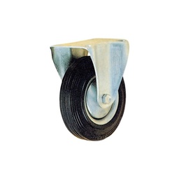 [024048] Ruota industriale di alta qualità in gomma con cuscinetto a rulli, dimensione 100 mm, piastra fissa e capacità di carico massima di 70 kg.