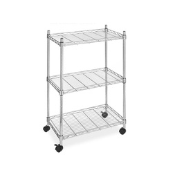 [CAP47728] Scaffale in acciaio cromato con ruote tre ripiani cm 60x35x83