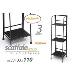 [GIC779510] Scaffale in metallo nero pieghevole salvaspazio cm 33 x 33 x 110 h