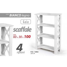 [GIC768866] Scaffale legno bianco slim salvaspazio cm 60 x 30 x 100 h