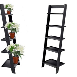 [GIC751493] Scaffale nero inclinato a parete portapiante in mdf cm 57 x 40 x 182