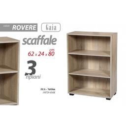 [GIC769566] Scaffale rovere 3 ripiani libreria moderna cm 62 x 24 x 80 h