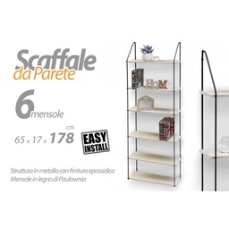 [GIC754685] Scaffale slim da parete 6 ripiani cm 65 x 17 x 178 h