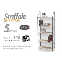 [GIC754678] Scaffale slim in legno da parete struttura metallo cm 65 x 17 x 145 h