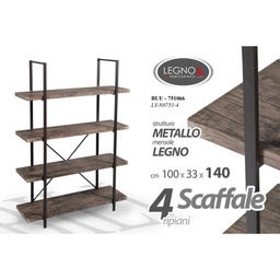 [GIC751066] Scaffale stile urban 4 ripiani cm 100x 33 x 140 h
