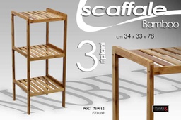 [GIC719912] Scaffale tre ripiani in bamboo cucina bagno   cm 34 x 33 x 78 h