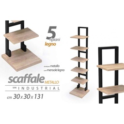 [GIC783180] Scaffale urban industrial in legno e metallo slim cm 30 x 30 x 131 h