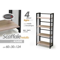 [GIC789571] Scaffale urban metallo legno rovere 4 ripiani cm 60 x 30 x 124 h