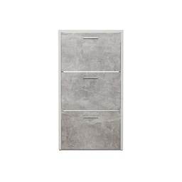 [FZ85733] Scarpiera 3 ribalte struttura bianca e cemento 61x25xh.115 cm