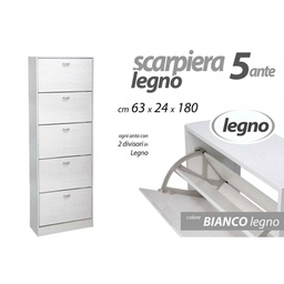 [1957128] Scarpiera bianca doppia ribalta 5 ante cm 63 x 24 x 180 h