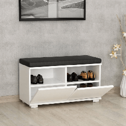 [EFFEZ97138] Scarpiera con pouff Dragoshoe bianco nero EFFEZ