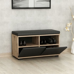 [FZ97144] Scarpiera con pouff Dragoshoe noce e nero