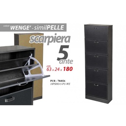 [GIC784026] Scarpiera grigia doppia ribalta 5 ante cm 62 x 24 x 180 h ecopelle