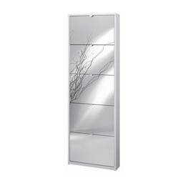 [OSK555BFSPK] Scarpiera slim cinque ante a specchio Bianco Cenere 63x18x h190 cm
