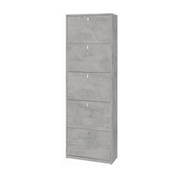 [ASK565CECEK] Scarpiera slim salvaspazio cinque ante Beton Cemento 63x29x h190 cm