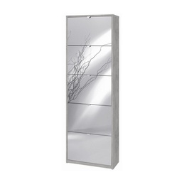 [ASK565CESPK] Scarpiera slim salvaspazio cinque ante a specchio Beton Cemento 63x29x h190 cm