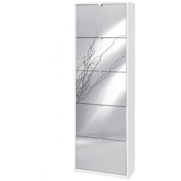 [ASK565OSSPK] Scarpiera slim salvaspazio cinque ante a specchio Bianco Ossido 63x29x h190 cm