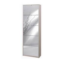 [OSK565OLSPK] Scarpiera slim salvaspazio cinque ante a specchio Olmo Chiaro 63x29x h190 cm