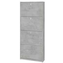 [ASK554CECEK] Scarpiera slim salvaspazio quattro ante Beton Cemento 63x18x h154 cm