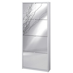 [OSK554BFSPK] Scarpiera slim salvaspazio quattro ante a specchio Bianco Cenere 63x18x h154 cm
