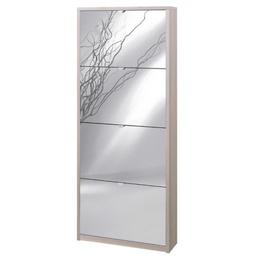 [ASK554OLSPK] Scarpiera slim salvaspazio quattro ante a specchio Olmo Chiaro 63x18x h154 cm