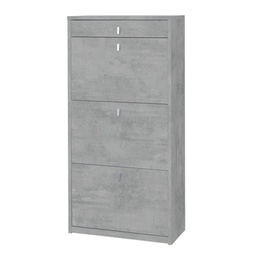 [OSK567CECEK] Scarpiera slim salvaspazio tre ante un cassetto Beton Cemento 63x29x h127 cm