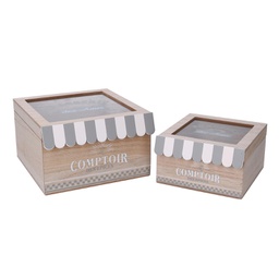 [V5960890000] Scatola legno 1-2 bistrot naturale quadro cm18x18h11