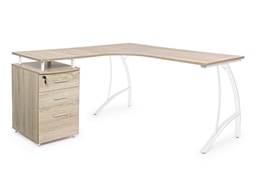 [B0710376] Scrivania angolo con cassettiera legno Kavita