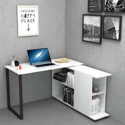 [FZ94086] Scrivania con libreria reversibile Bianco OSLO 120x60x h74 cm