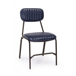 [B0746100] Sedia Debbie blu vintage in ecopelle