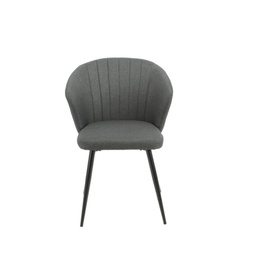 [FZ100170] Sedia Imbottita Krid Grigio Scuro con Piedi in Metallo Nero  44x41x82 cm