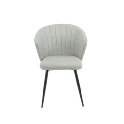 [FZ99316] Sedia Imbottita Krid in Tessuto Grigio Chiaro con Piedi in Metallo Nero L 44 x P 41 x H 82 cm