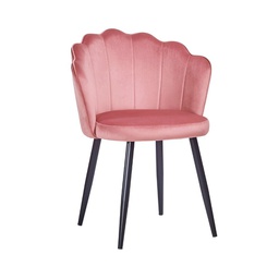 [FZ99744] Sedia Rosa in Velluto con Gambe in Metallo Nero  64x58x80 cm