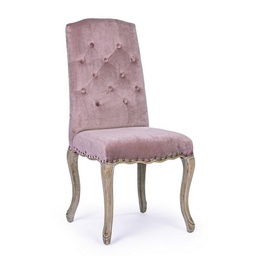 [B0743673] X2 Sedia classica legno velluto rosa Diva cm 51 x 53 x 99