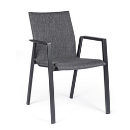 [B0663038] Sedia da giardino antracite con braccioli Bizzotto