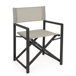 [1994780] Sedia da giardino pieghevole regista Grigio Scuro-Osso TAYLOR 48x56x h86 cm