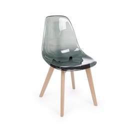[B0733034] Sedia design policarbonato Easy fume' piedi in legno
