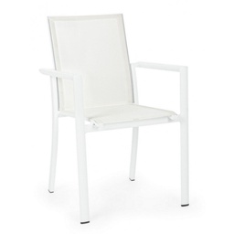 [B0662740] Sedia in alluminio con braccioli Konnor bianco