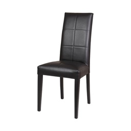 [FZ87803] Sedia in legno rivestita ecopelle antracite struttura in tinta 47x47xh.101 cm(GIADAAN2020)