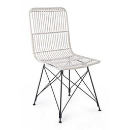 [B0671476] Sedia in stile contemporaneo in acciaio e kubu Bianco LUCILA 45x55x h85 cm