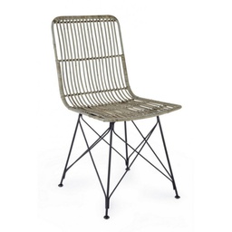 [B0671475] Sedia in stile contemporaneo in acciaio e kubu Grigio LUCILA 45x55x h85 cm