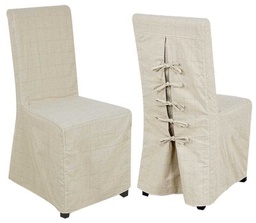 [V9135230000] Sedia in tessuto beige con mini riga